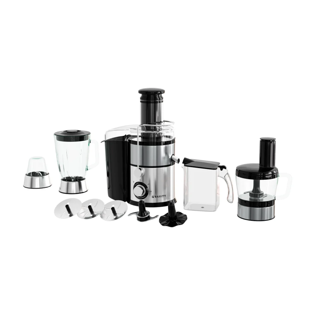 آبمیوه گیری 9 کاره گرویتی مدل GJ920 با سه دیسک تیغه تمام استیل